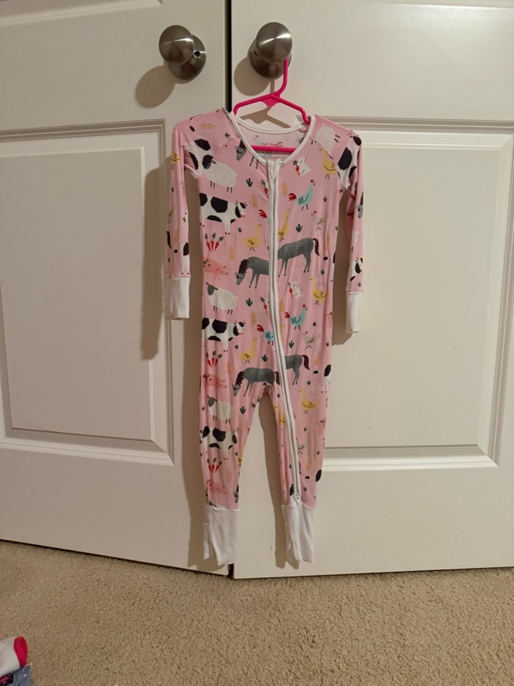 Little Sleepies Pink Farm Animal Zippy